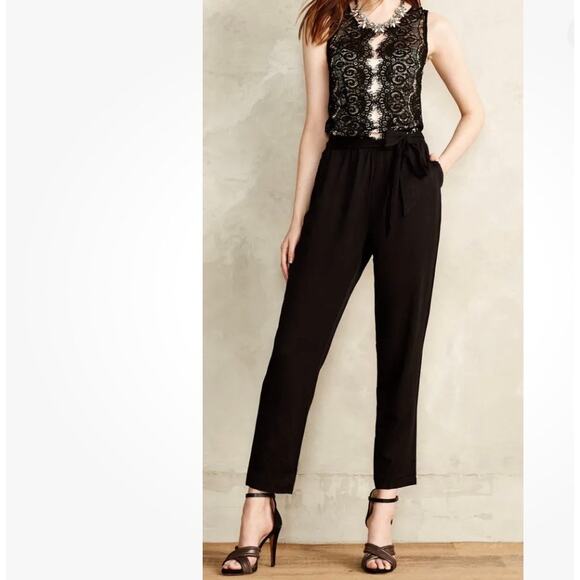 Anthropologie Elevenses Lace‎ Jumpsuit - Picture 1 of 9